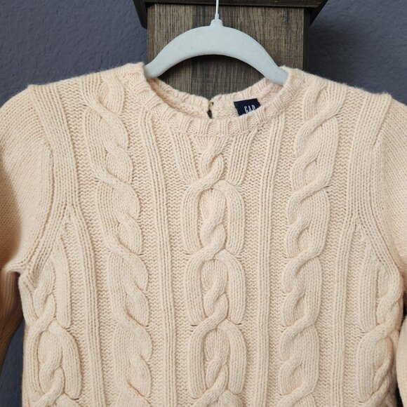 Vtg Y2K GAP Sweater Womens S Cable Knit Wool Angora Cashmere Blend Cropped Peach - Picture 9 of 14